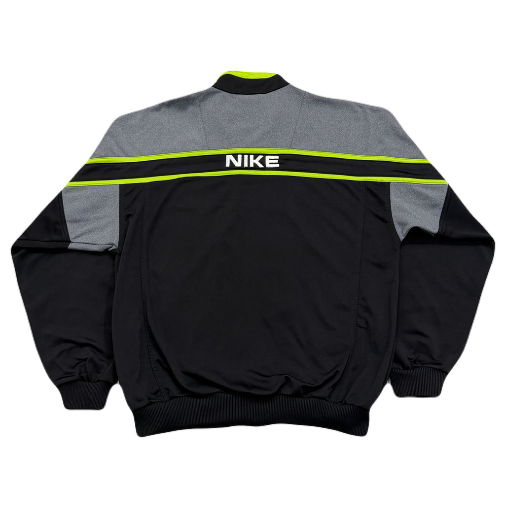 Vintage Nike White Tag Black Gray Neon Green Big Swoosh Jacket Men’s Medium