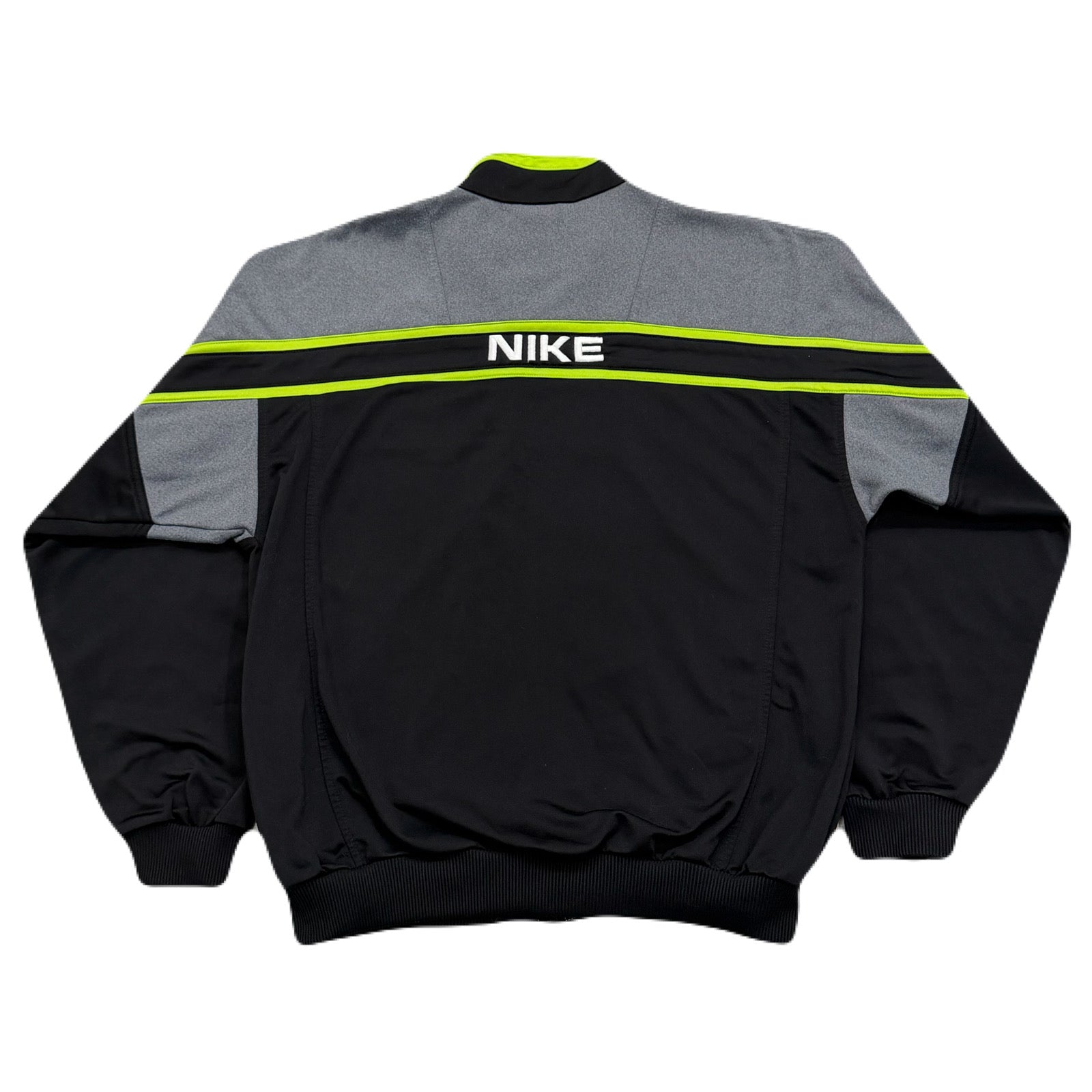 Vintage Nike White Tag Black Gray Neon Green Big Swoosh Jacket Men’s Medium