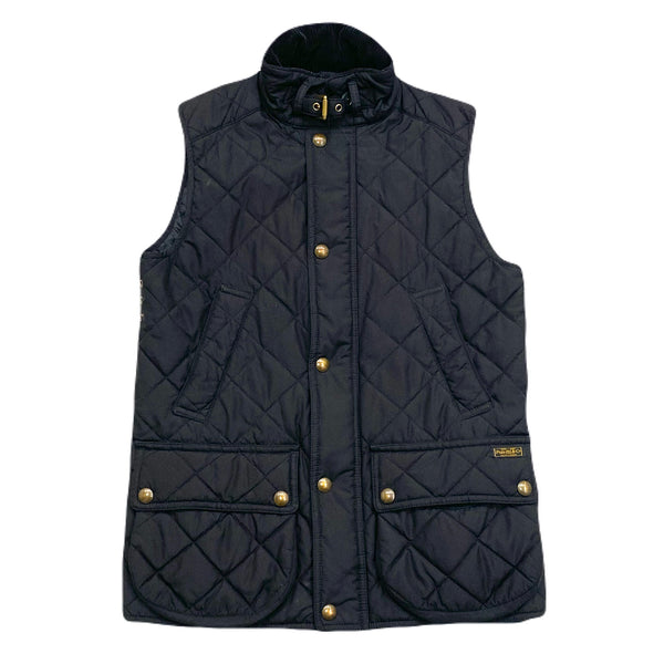 Polo Ralph Lauren Black Corduroy Collar Quilted Equestrian Vest Women’s XS