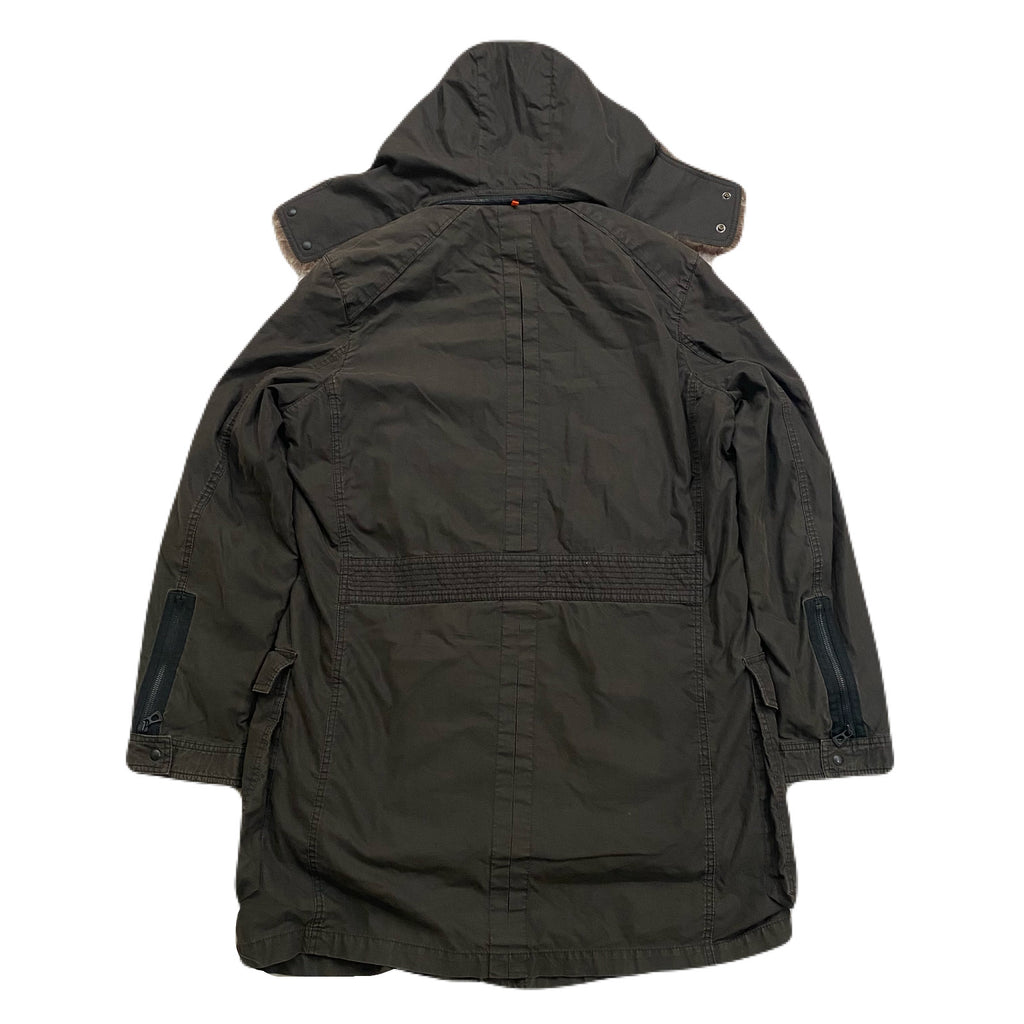 Hugo Boss Orange Faux Fur Lined Hooded Brown Parka Jacket Men’s 40 R (50 EUR)