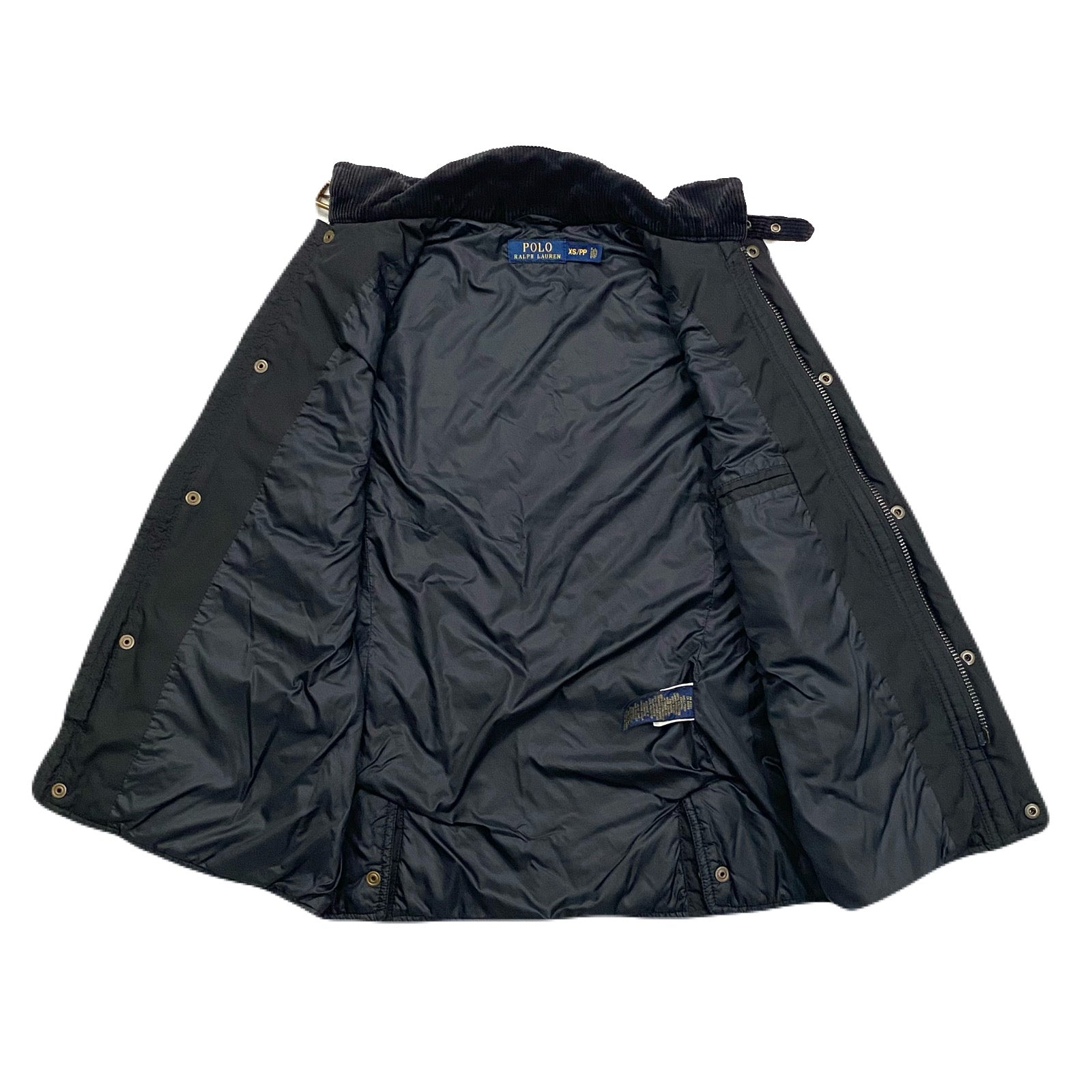 Polo Ralph Lauren Black Corduroy Collar Quilted Equestrian Vest Women’s XS