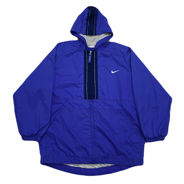 Vintage Nike White Tag Blue Hooded Lined Windbreaker Jacket Youth Large (14-16)