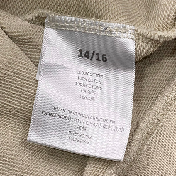 Fear Of God Essentials Flocked Logo Teens Wheat/Dark Gray Raglan Hoodie 14/16