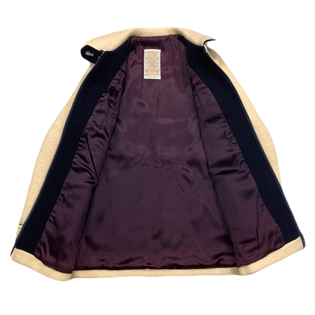 Vintage Genuine Hudson’s Bay Cream 100% Wool Full Zip Purple Satin Lined Coat Jacket Women’s 10