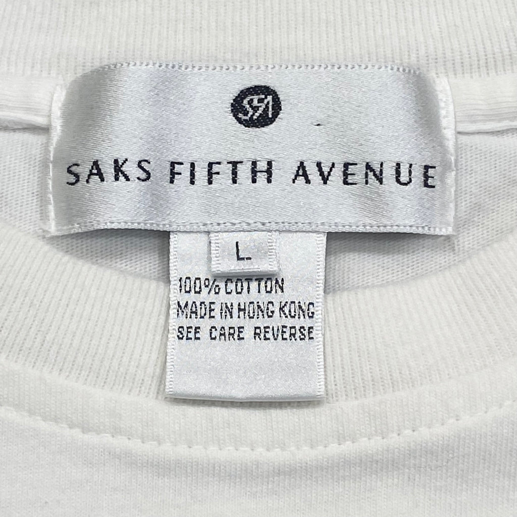Vintage Saks Fifth Avenue 2003 Embroidered Spell Out T-Shirt Adult Large
