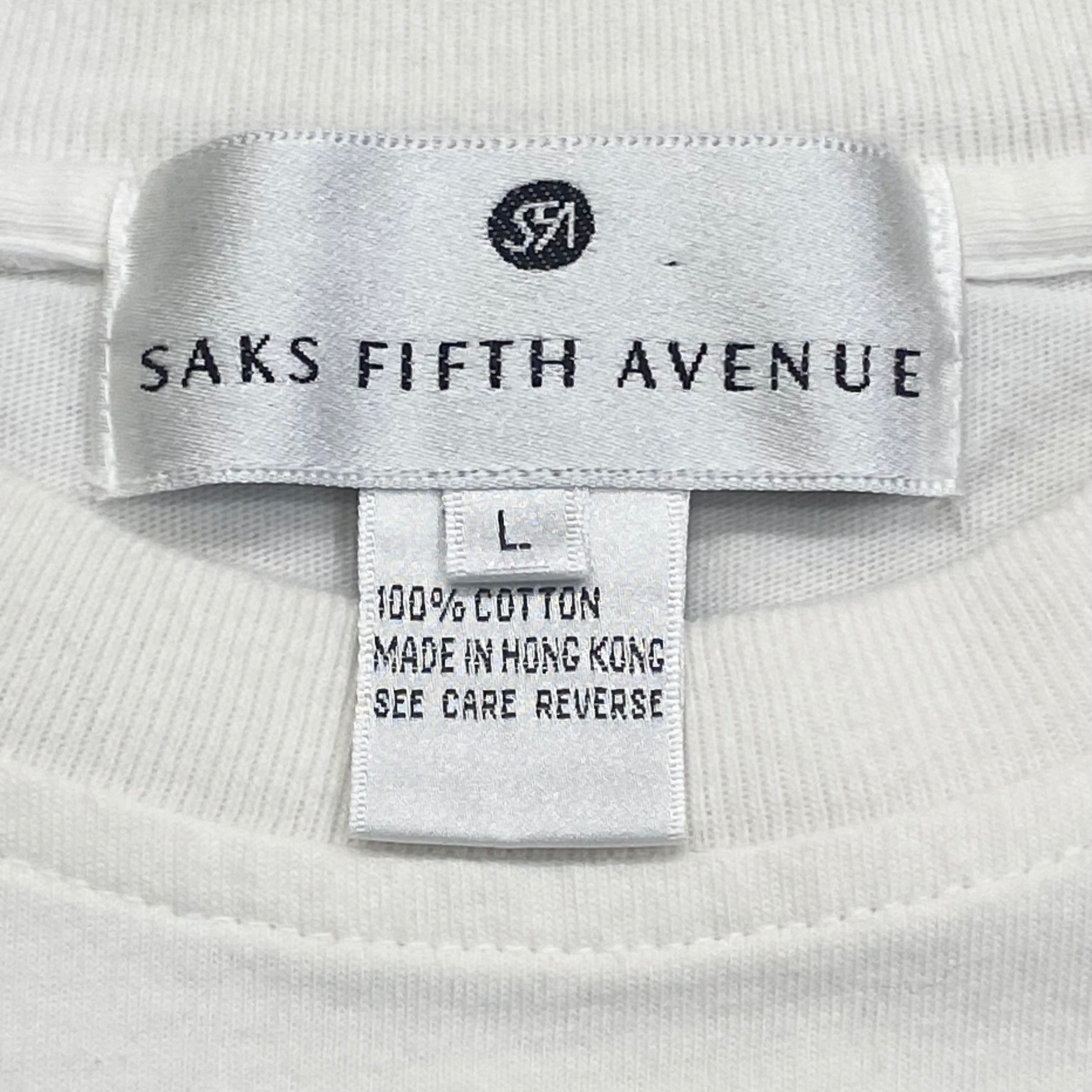 Vintage Saks Fifth Avenue 2003 Embroidered Spell Out T-Shirt Adult Large