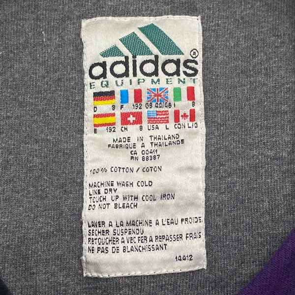 Vintage 90’s Adidas Equipment Striped Long Sleeve Polo Rugby Shirt Men’s Large
