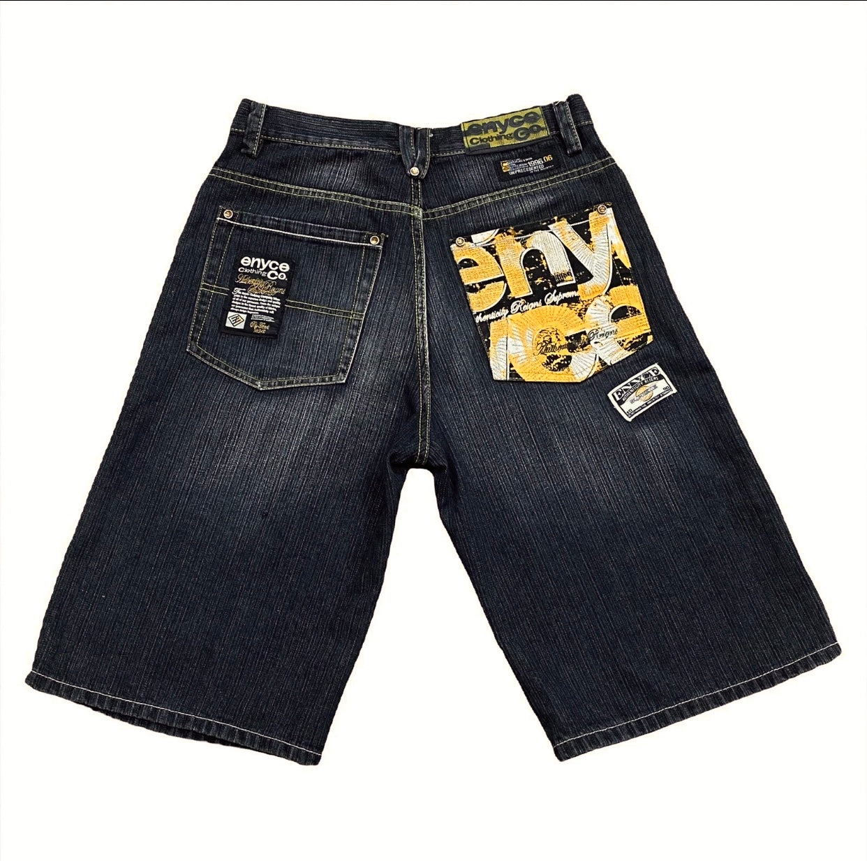 Enyce Embroidered Black Denim Shorts 32