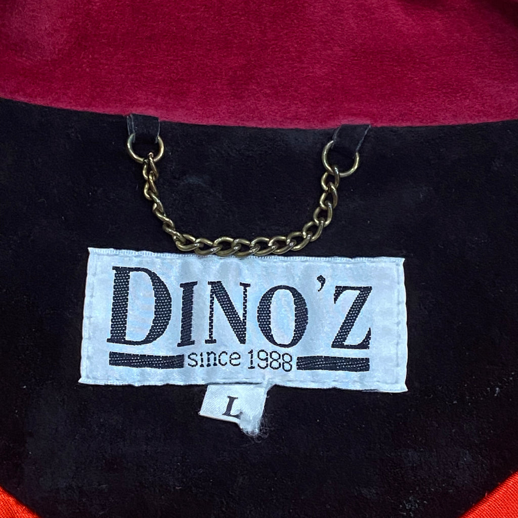 Vintage 80’s Dino’z Suede Leather Gold Stud Snap Color Block Lined Padded Jacket Women’s Large
