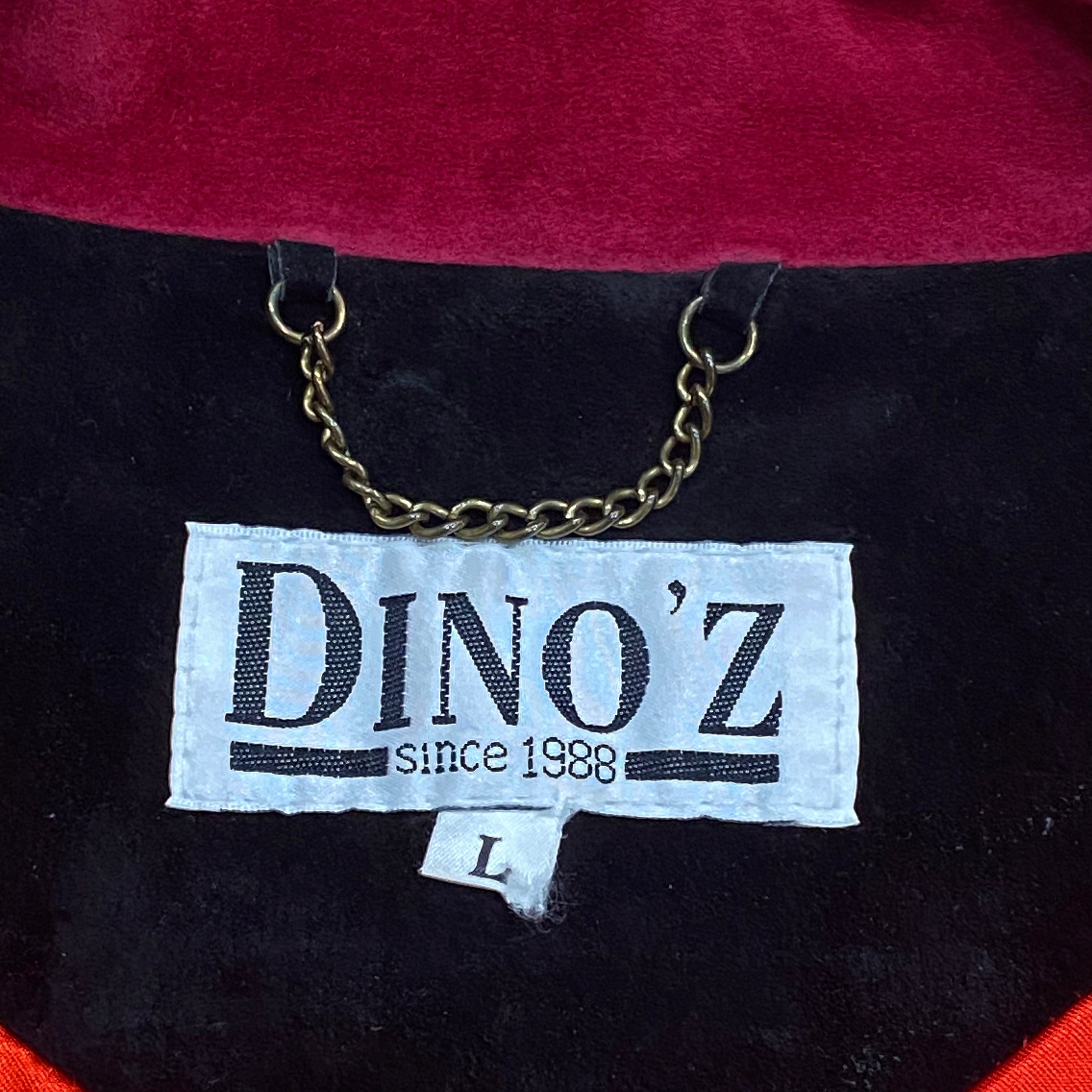 Vintage 80’s Dino’z Suede Leather Gold Stud Snap Color Block Lined Padded Jacket Women’s Large