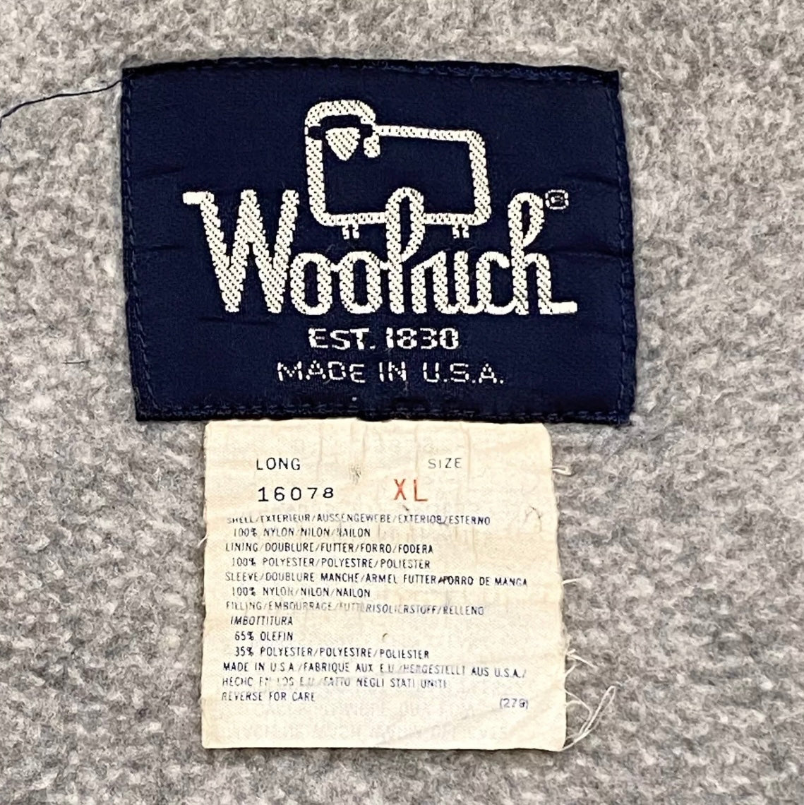Vintage Woolrich Nylon Fleece Lined Full Zip Bomber Jacket XL
