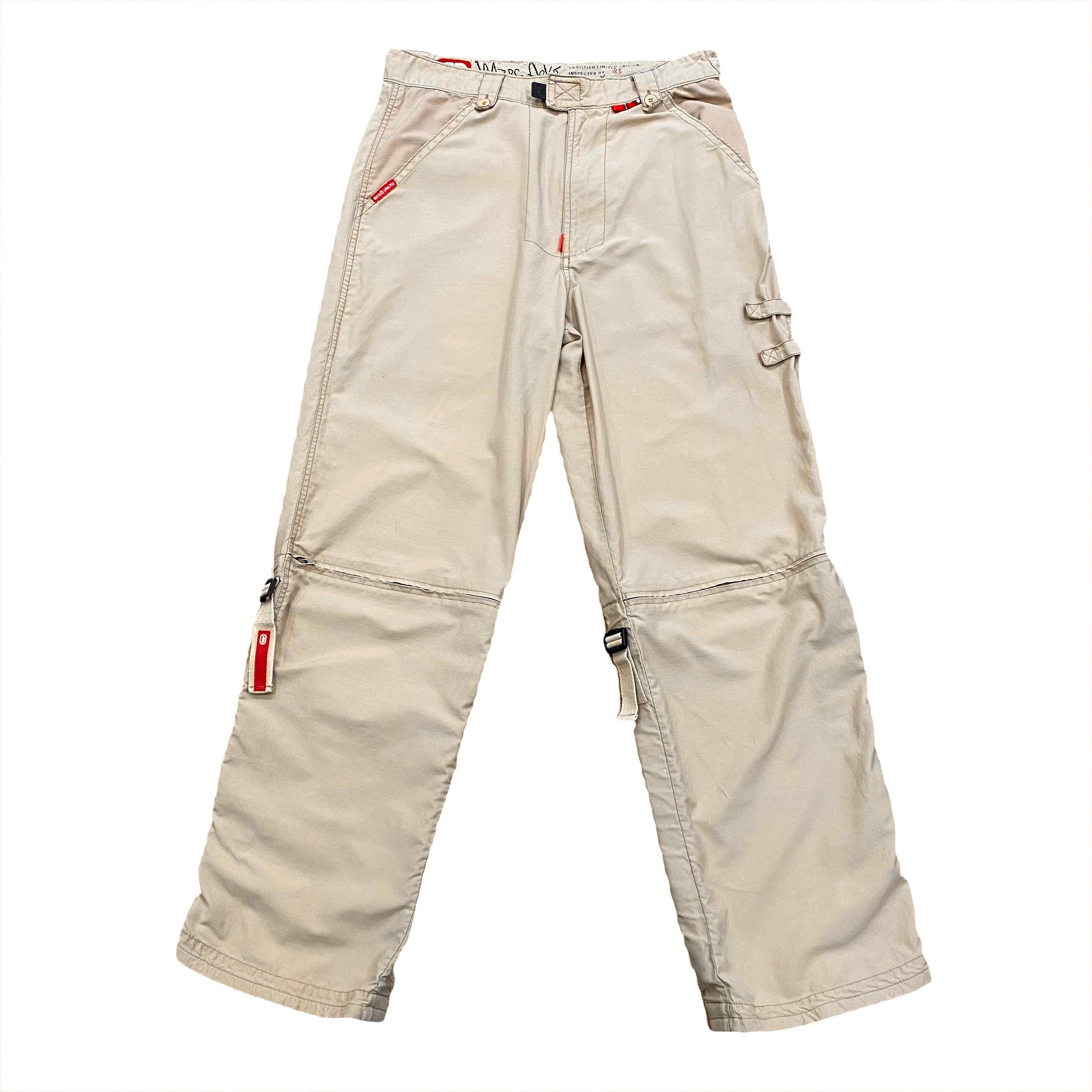 Marc Ecko Unltd Certified Limited Edition Khaki Wide Leg Pull Strap Pants 32