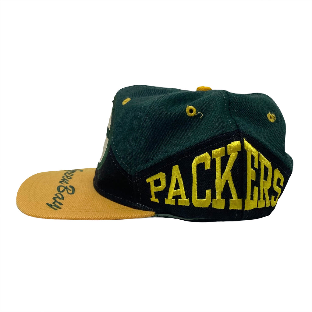 Vintage Drew Pearson NFL Green Bay Packers Big Logo Script Brim Snapback Hat