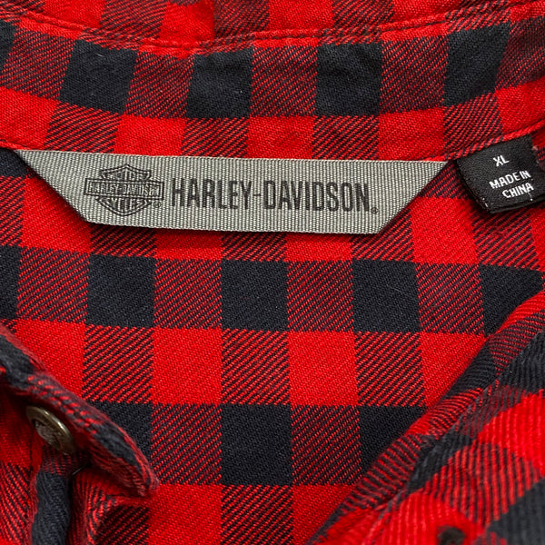 Harley Davidson Plaid Embroidered Short Sleeve Button Up Shirt XL
