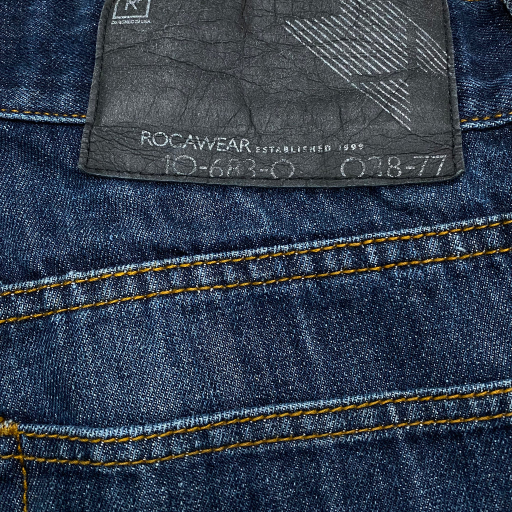 Rocawear Y2K Dark Wash Wide Leg Hip Hop Jeans 34 (36 x 30.5)