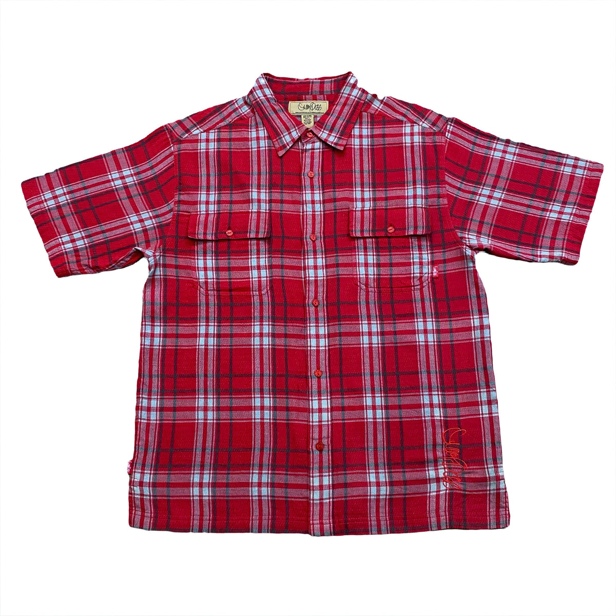 Snoop Dogg Clothing Embroidered Plaid Button Down Shirt Large
