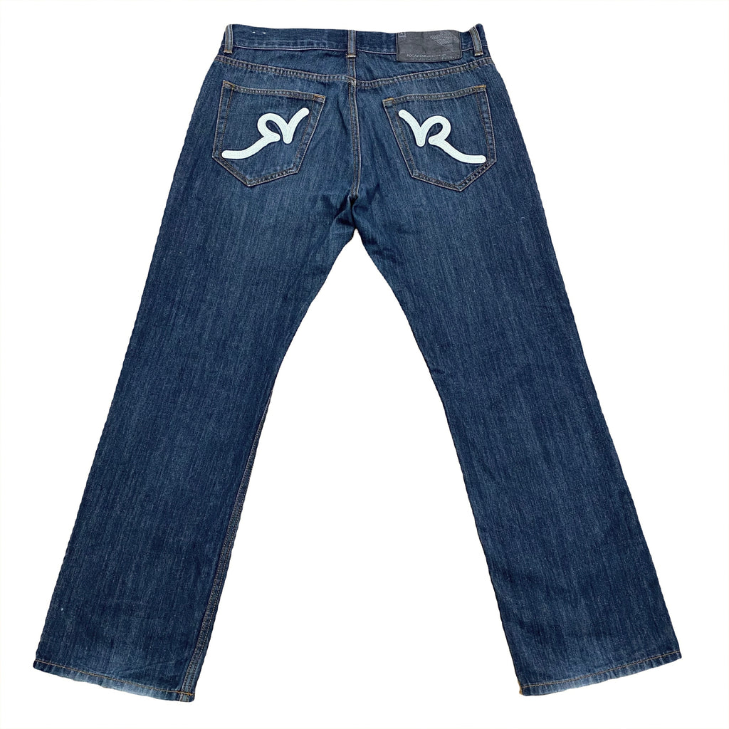 Rocawear Y2K Dark Wash Wide Leg Hip Hop Jeans 34 (36 x 30.5)