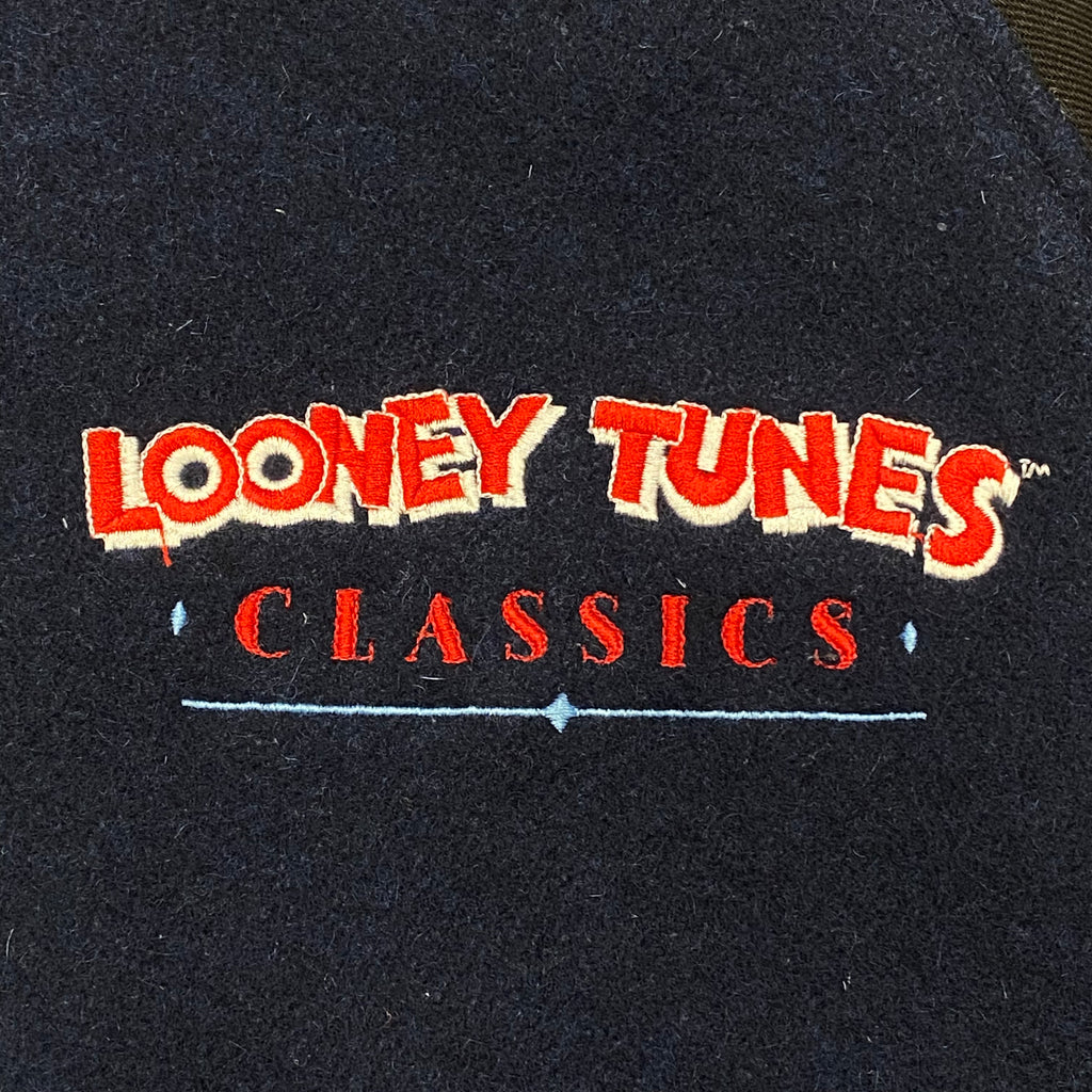 Vintage 90's Looney Tunes Bugs Bunny Embroidered Wool Baseball Varsity Jacket Youth Large 14-16