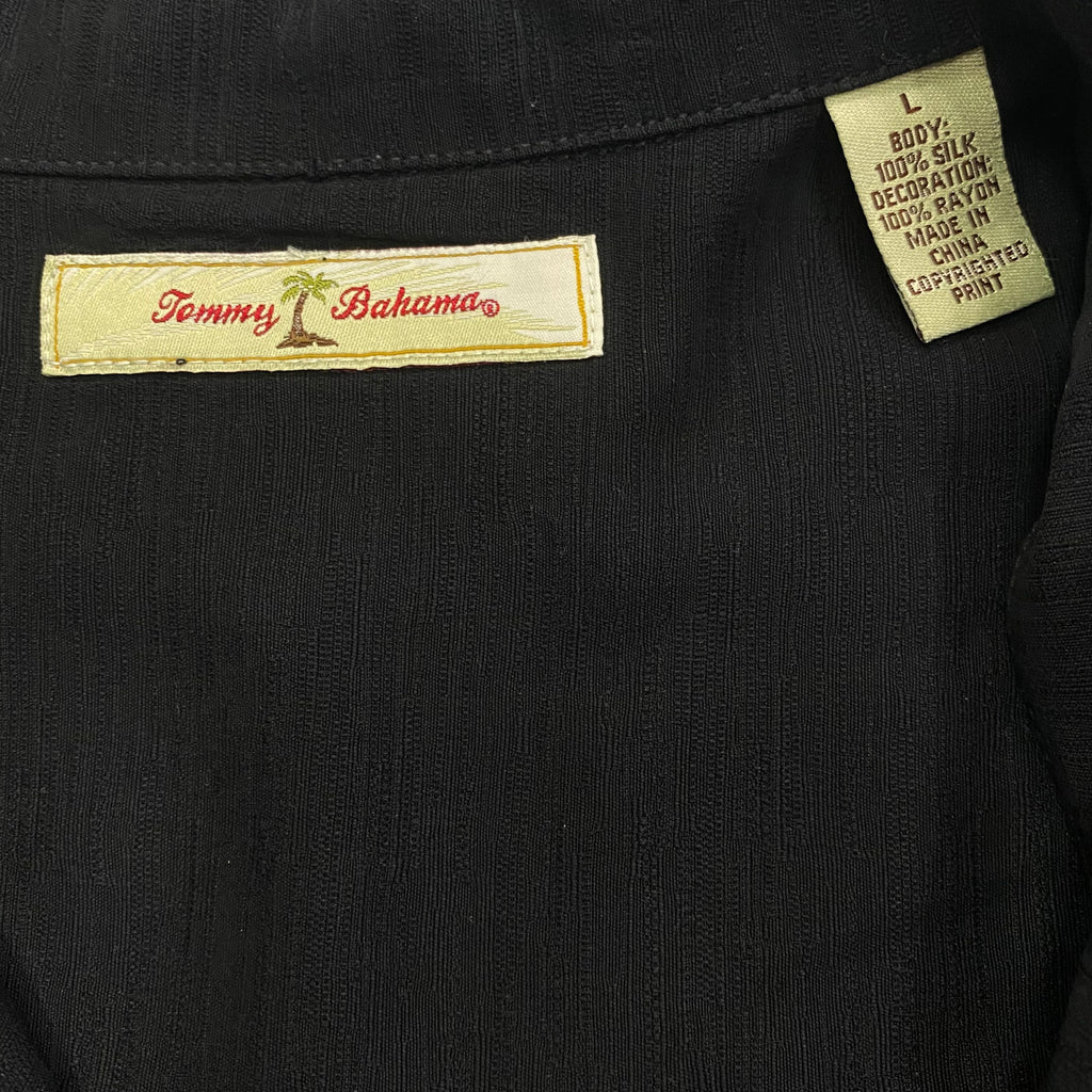 Tommy Bahama Off The Deep End Embroidered Silk Button Up Camp Shirt Men’s Large