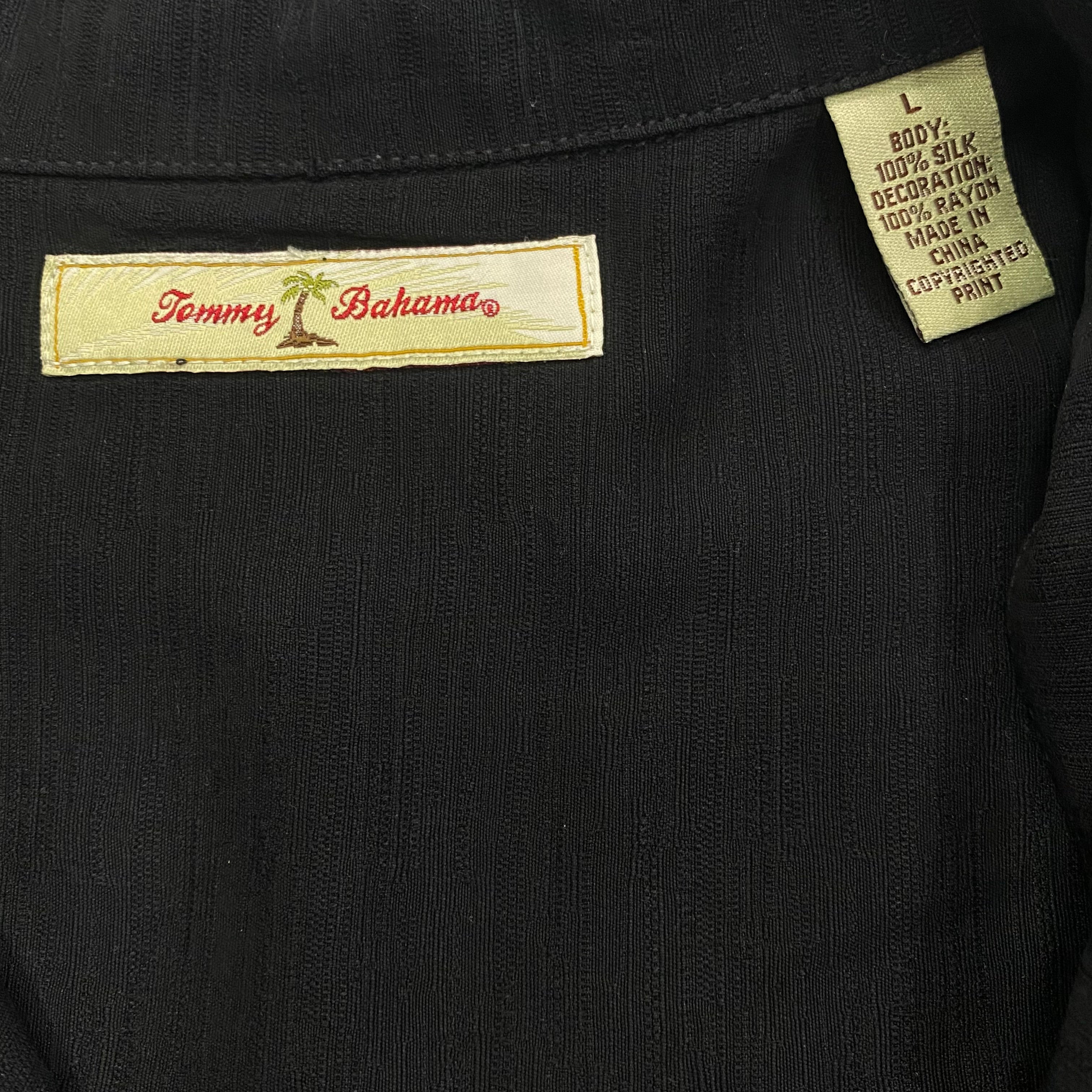 Tommy Bahama Off The Deep End Embroidered Silk Button Up Camp Shirt Men’s Large
