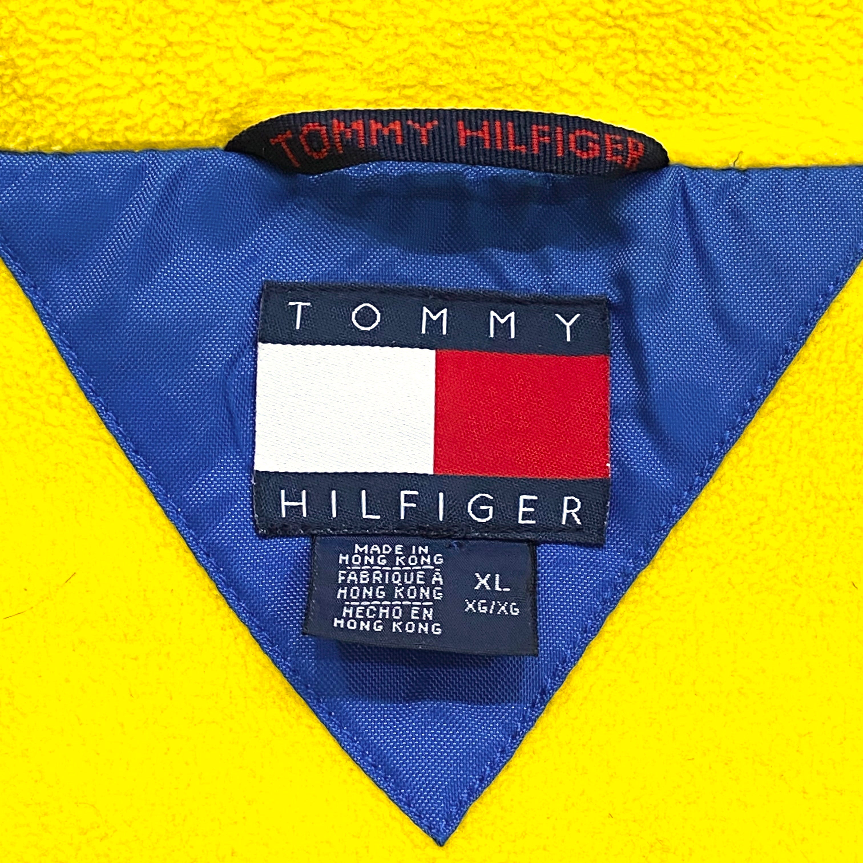 Vintage Tommy Hilfiger Fleece Lined Windbreaker Jacket With Concealable Hood XL