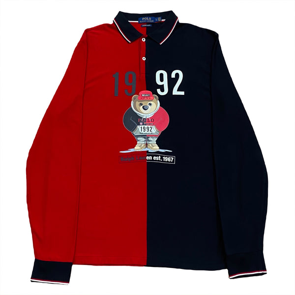 Vintage Polo Ralph Lauren 1992 Stadium Fat Bear Long Sleeve Polo Shirt Large