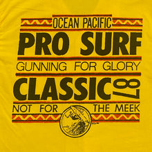 Load image into Gallery viewer, Vintage 1987 Ocean Pacific Pro Surf Classic Yellow Button Up Surfing Shirt Men’s XL
