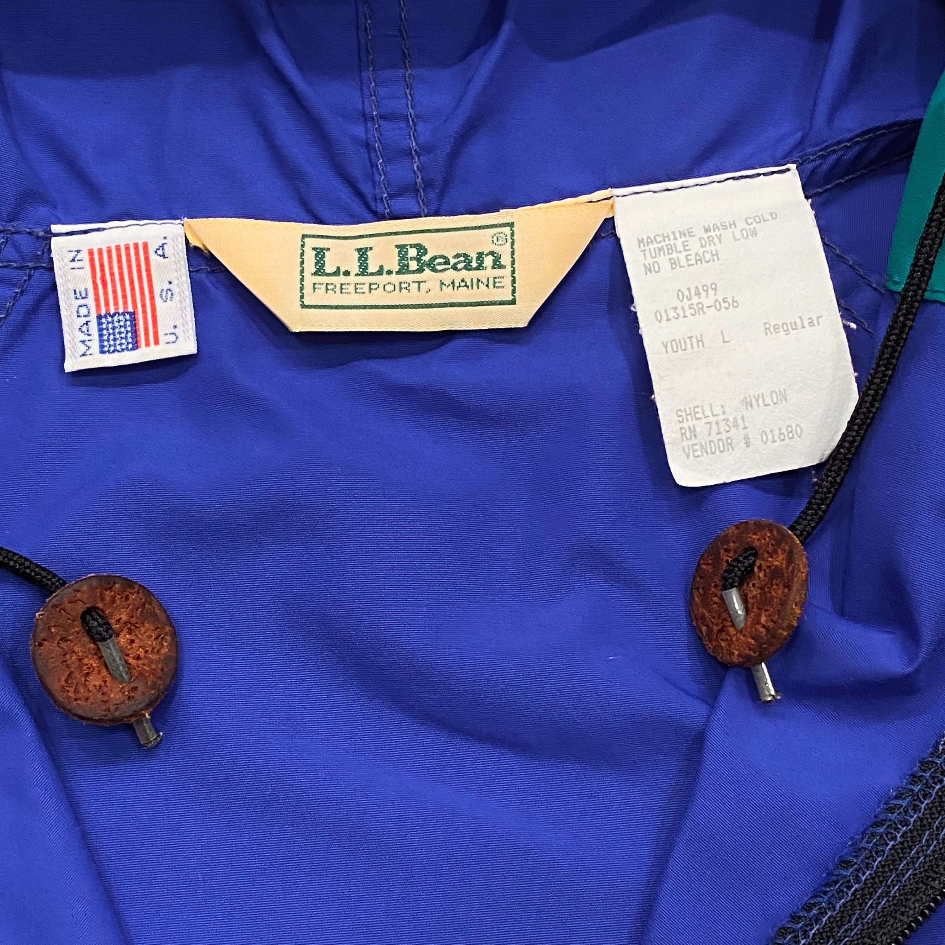 Vintage 90's LL Bean Anorak 1/2 Zip Aztec Windbreaker Jacket Youth Large