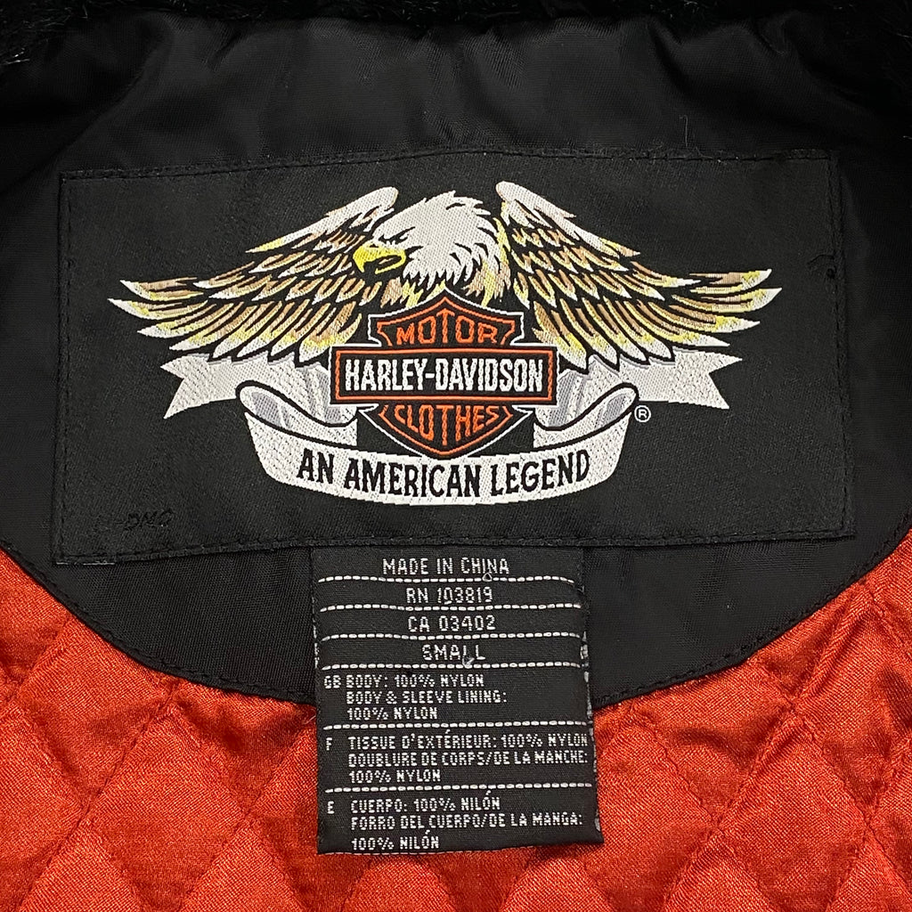 Harley Davidson Studded Faux Fur Collar Quilted Lined Biker Moto Jacket Women’s Small