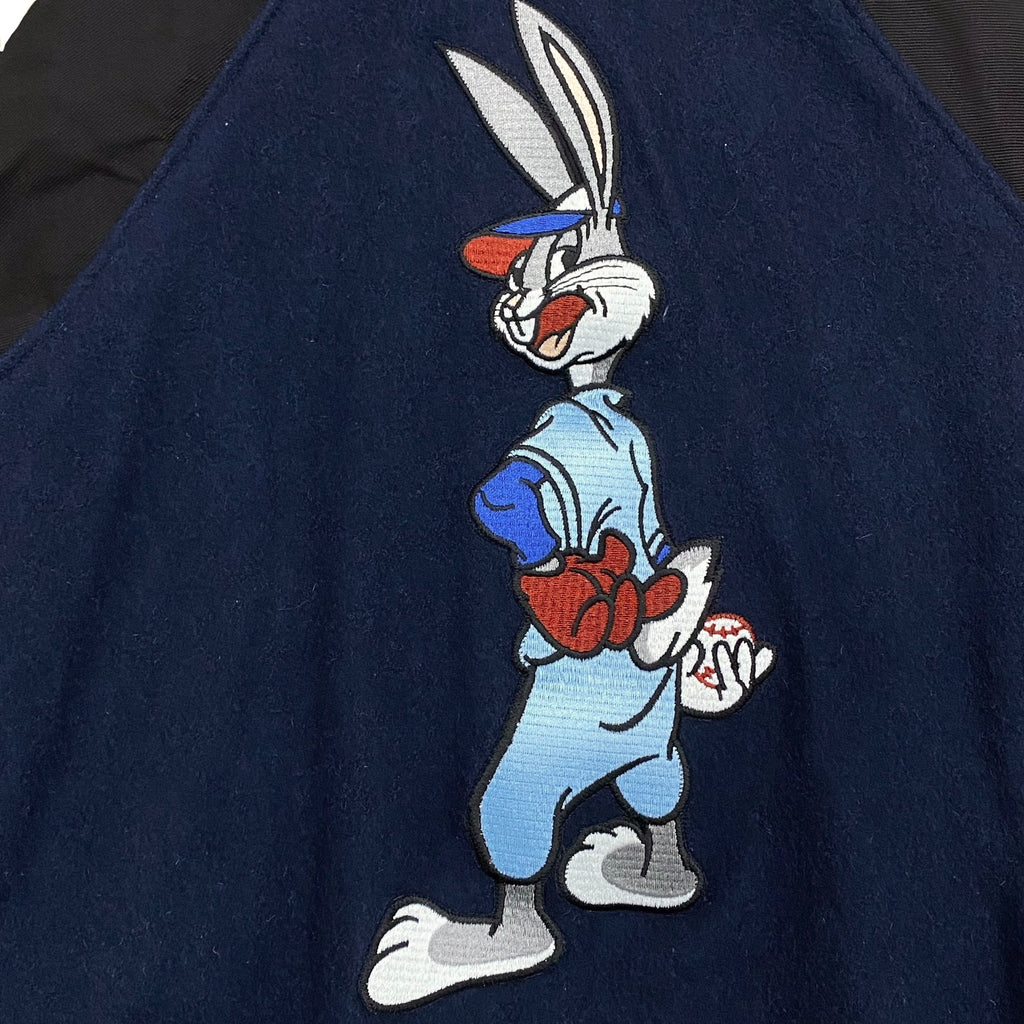 Vintage 90's Looney Tunes Bugs Bunny Embroidered Wool Baseball Varsity Jacket Youth Large 14-16