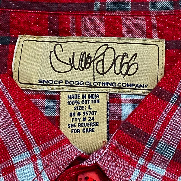 Snoop Dogg Clothing Embroidered Plaid Button Down Shirt Large