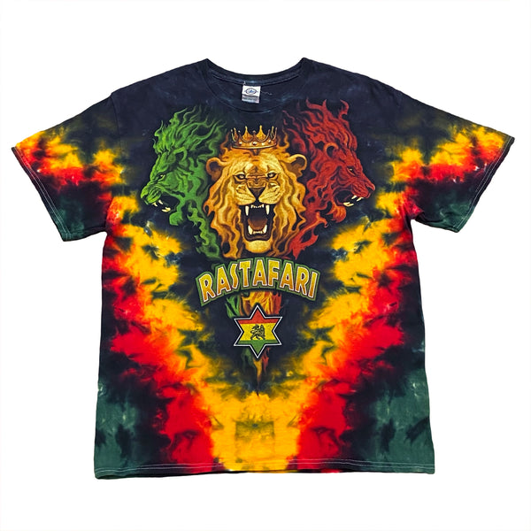 Liquid Blue Rastafari Reggae Rasta Lion Tie-Dye T-Shirt Men's Large