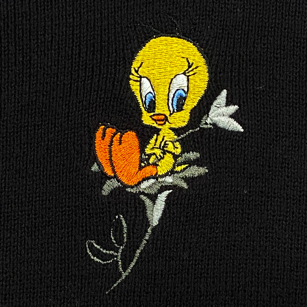 Vintage 1999 Warner Bros. Studio Store Tweety Bird Embroidered Black T-Shirt Women’s XS