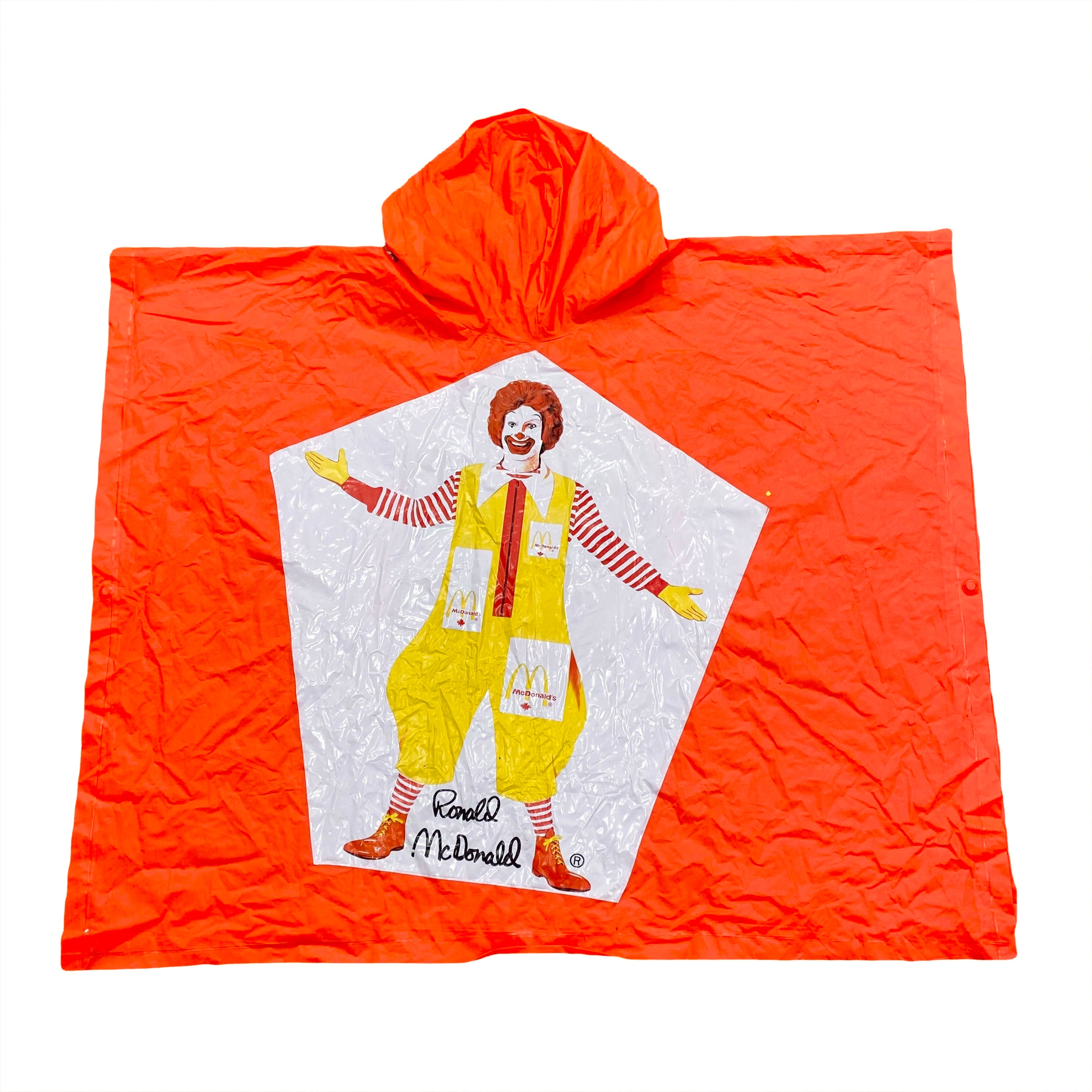 Vintage McDonalds Canada Ronald McDonald Neon Poncho Rain Jacket Kids One Size