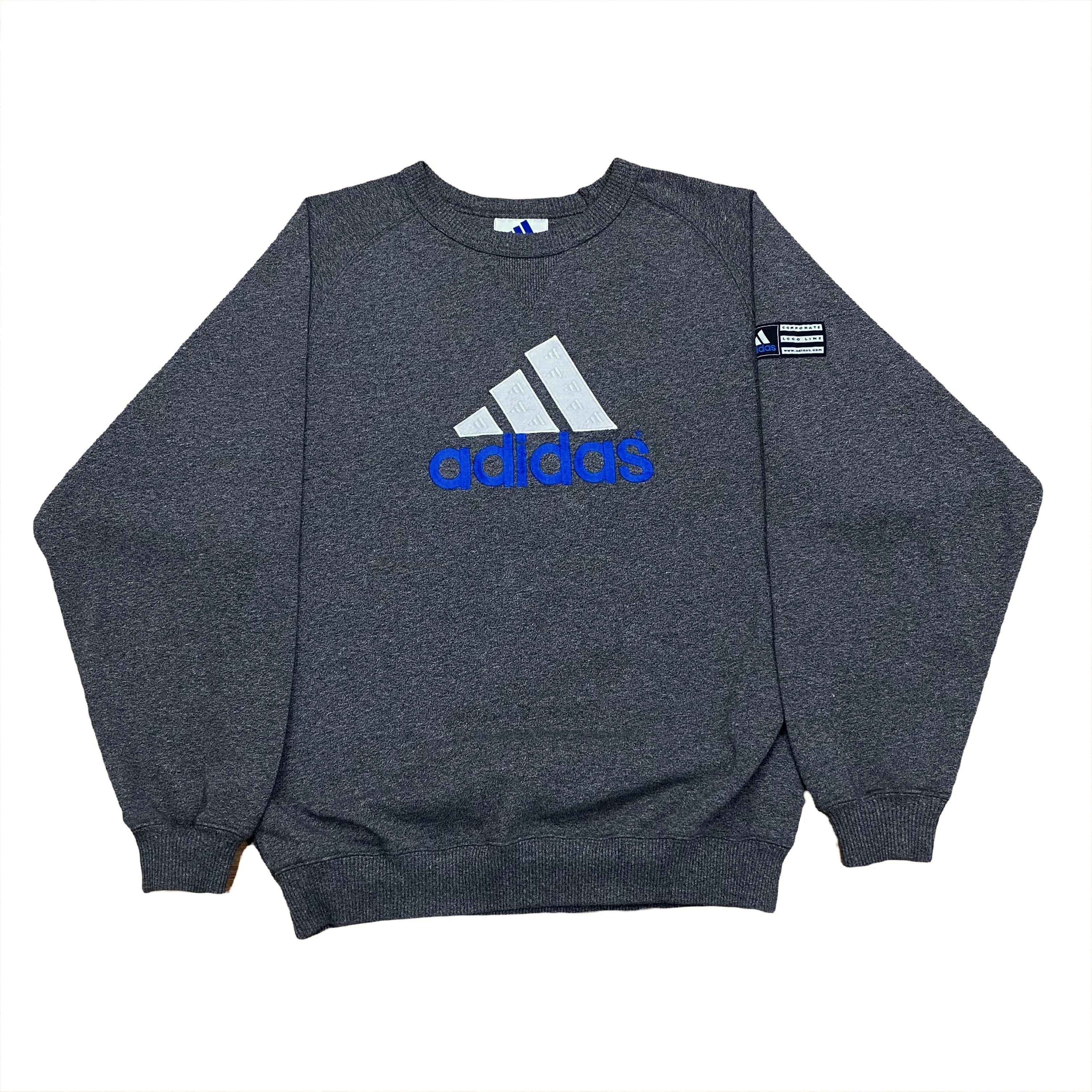 Vintage Adidas Corporate Logo Line Embroidered Sweatshirt Small Subtle Flex Streetwear