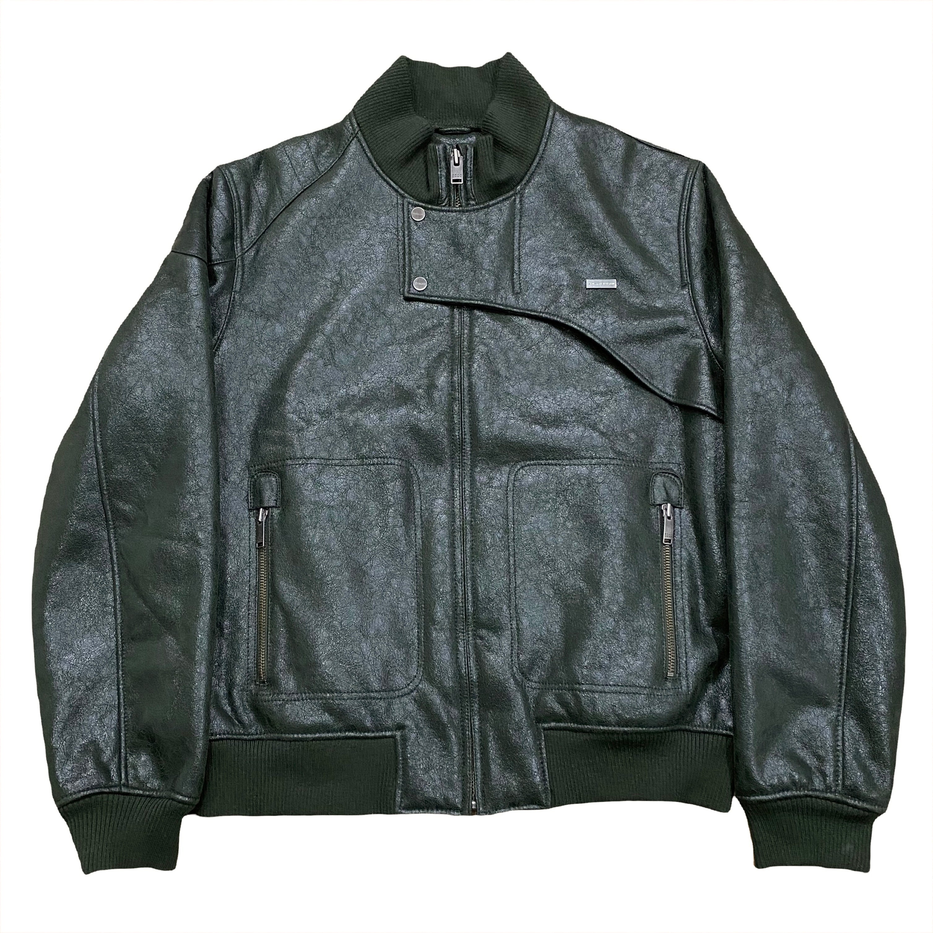 Sean John Faux Leather Green Shearling Lined Jacket 2XL