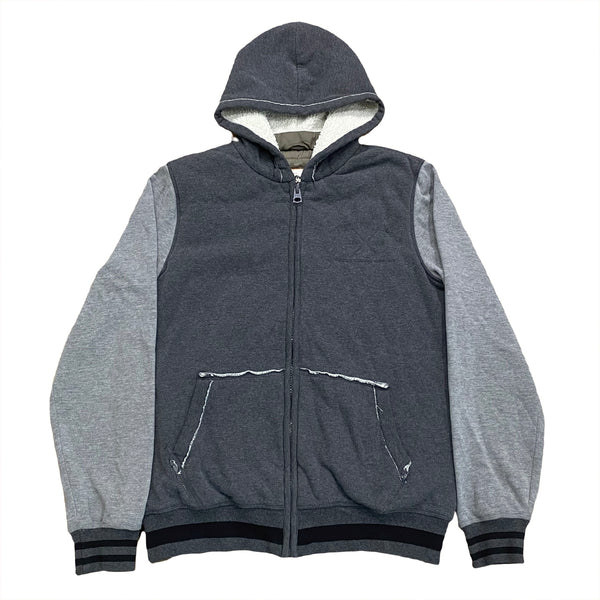 Triple Five Soul Sherpa & Quilted Lined Distressed Zip Hoodie Medium