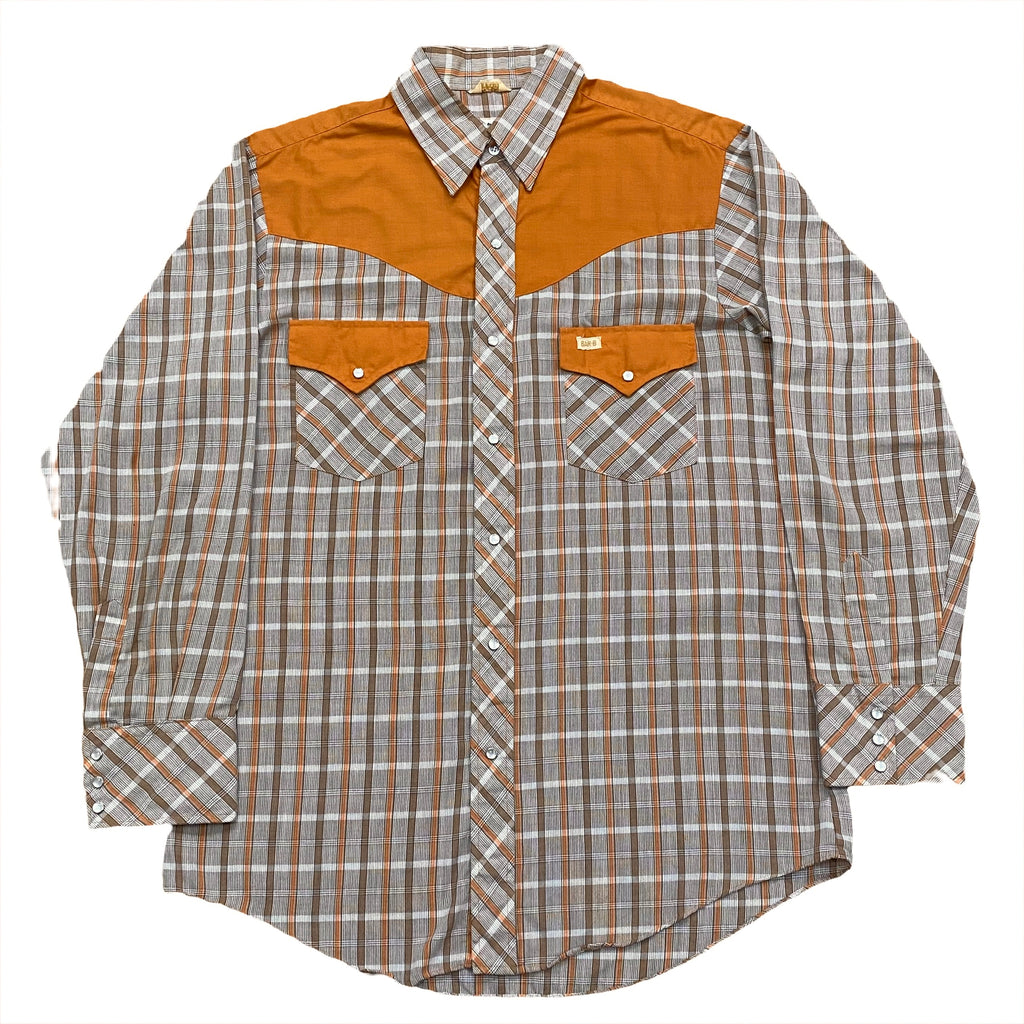 Vintage Bar B Western Wear Plaid Pearl Snap Shirt Men’s Large