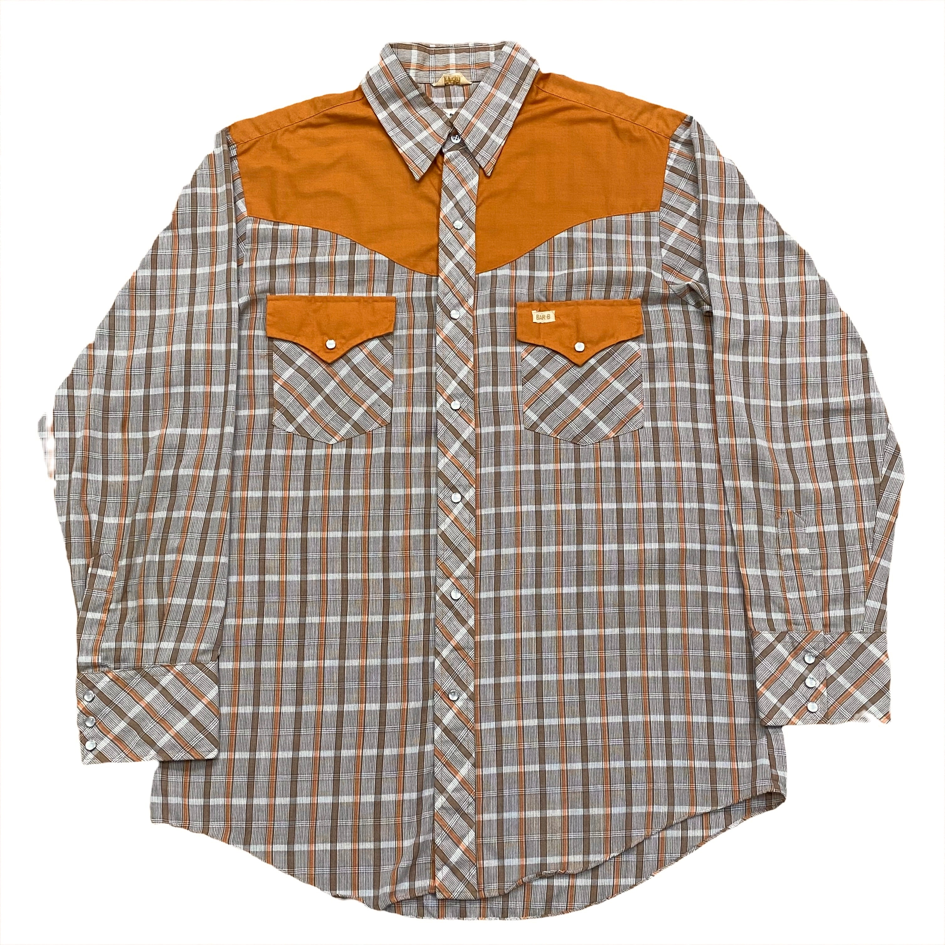 Vintage Bar B Western Wear Plaid Pearl Snap Shirt Men’s Large