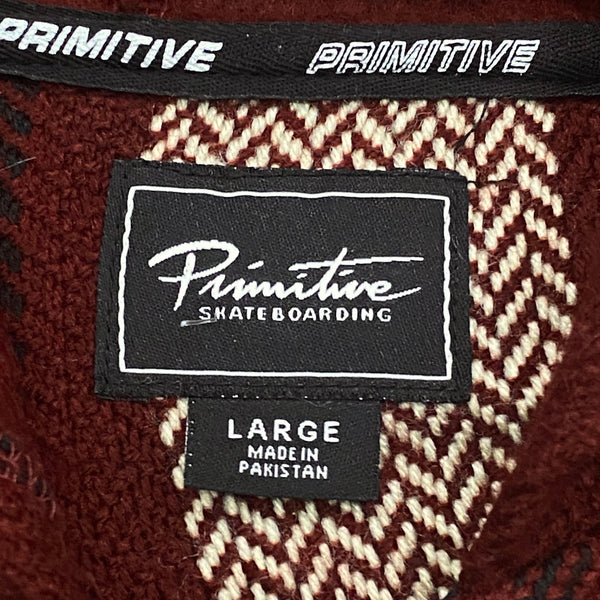 Primitive Skateboarding Burgundy Striped Baja Poncho Hoodie Men’s Large