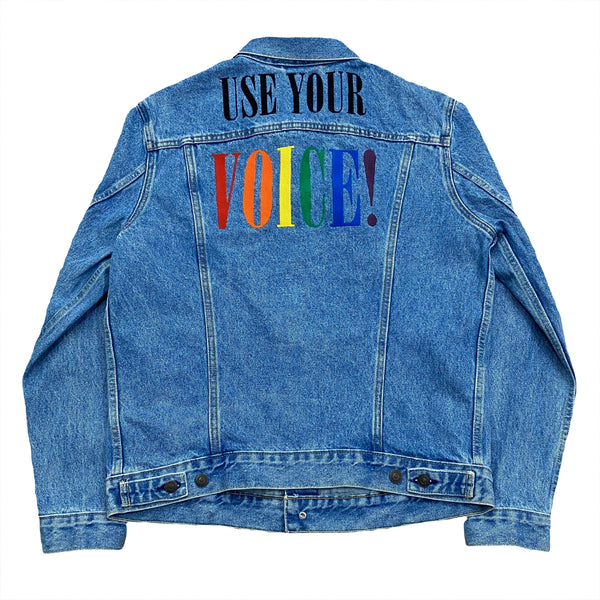 Levi’s Premium Denim LGBT Pride Use Your Voice Embroidered Truck Jacket Large