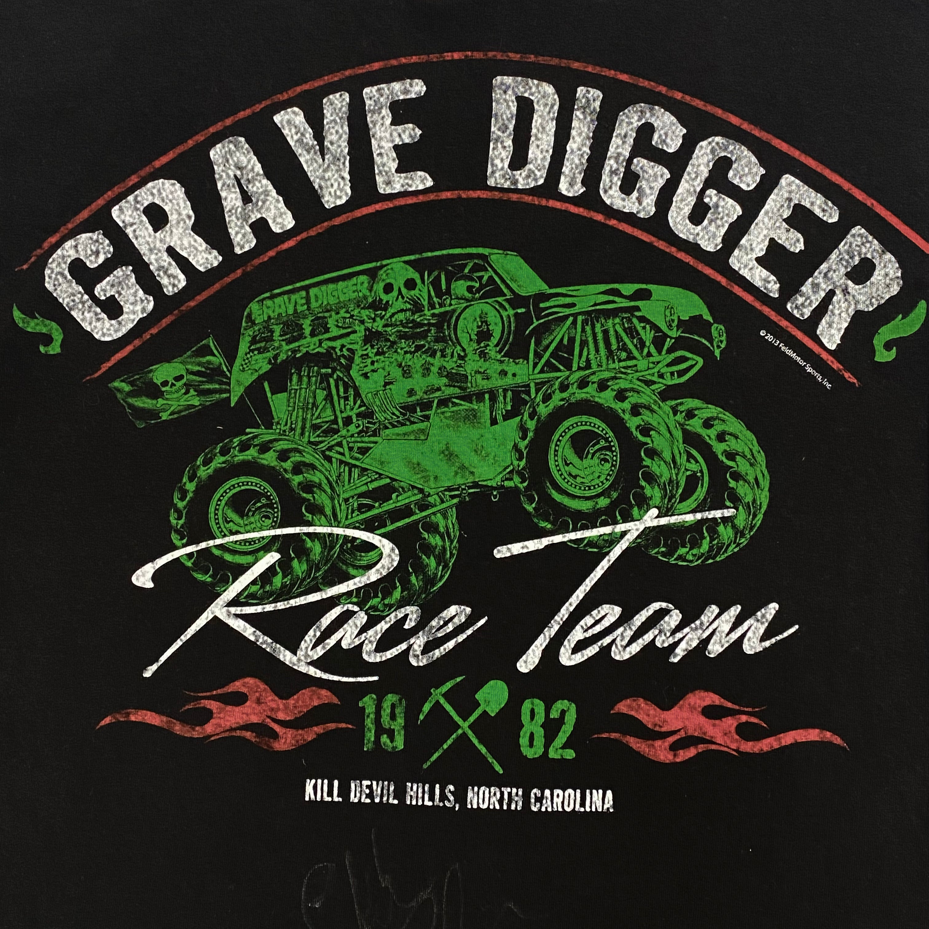Grave Digger Monster Jam 2013 Race Team Signed Charlie Pauken Long Sleeve Shirt Mens Small