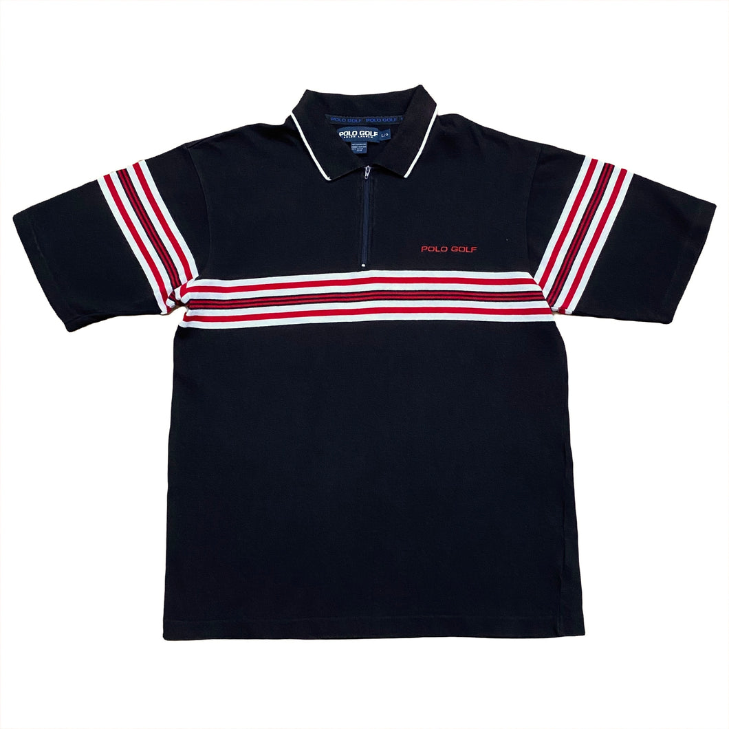 Vintage Polo Golf Ralph Lauren Striped 1/4 Zip Polo Shirt Men’s Large