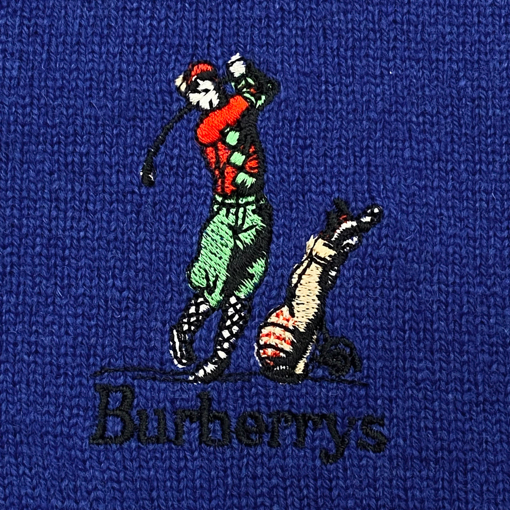 Vintage Burberrys Golf Logo Embroidered Lambswool Sweater Men’s Small