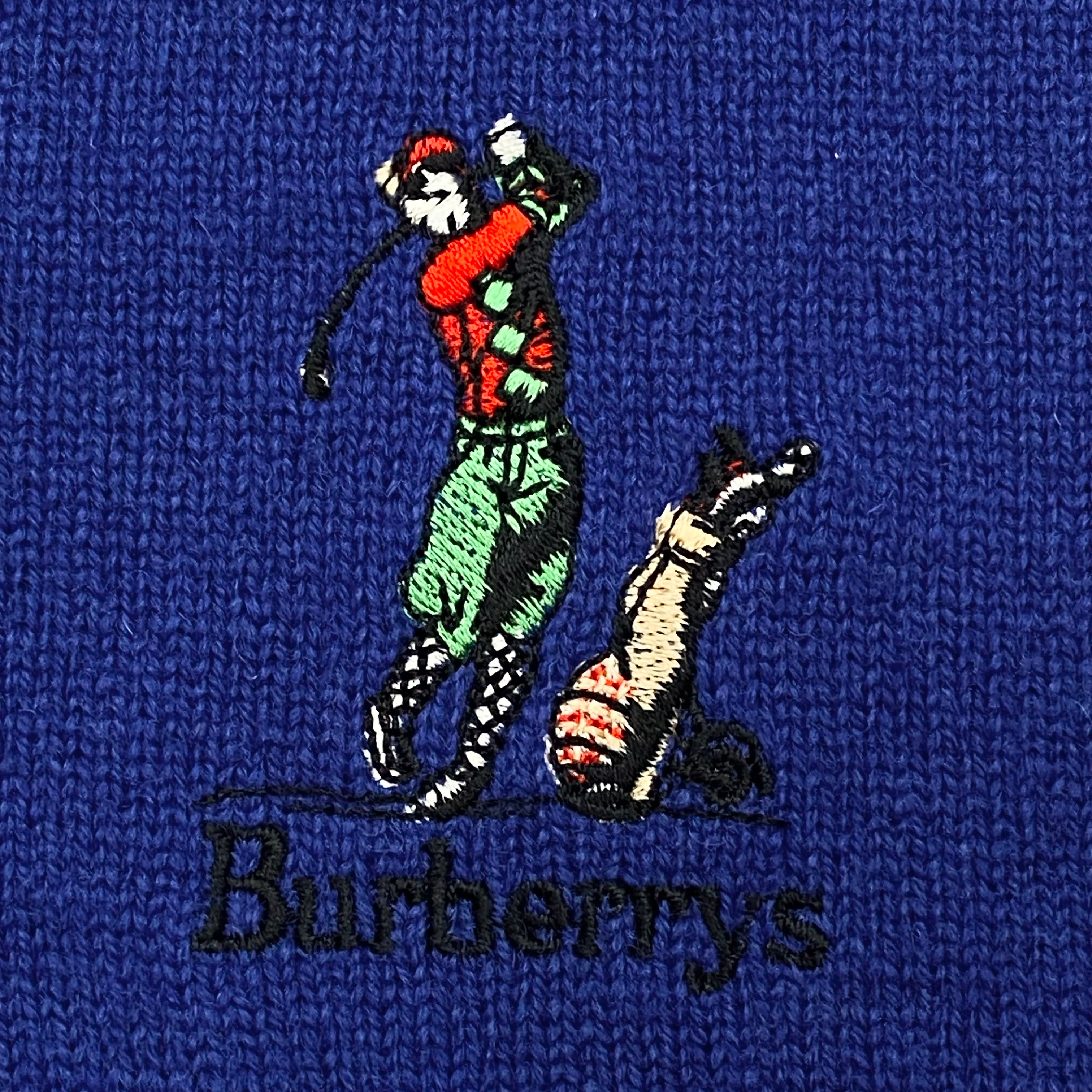 Vintage Burberrys Golf Logo Embroidered Lambswool Sweater Men’s Small