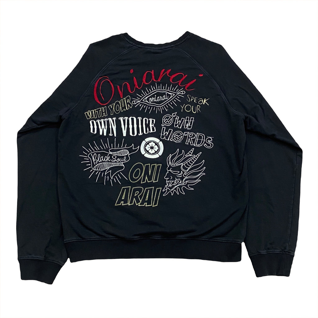 Oniarai Japanese Demon Skull Samurai Embroidered Sweatshirt XXL