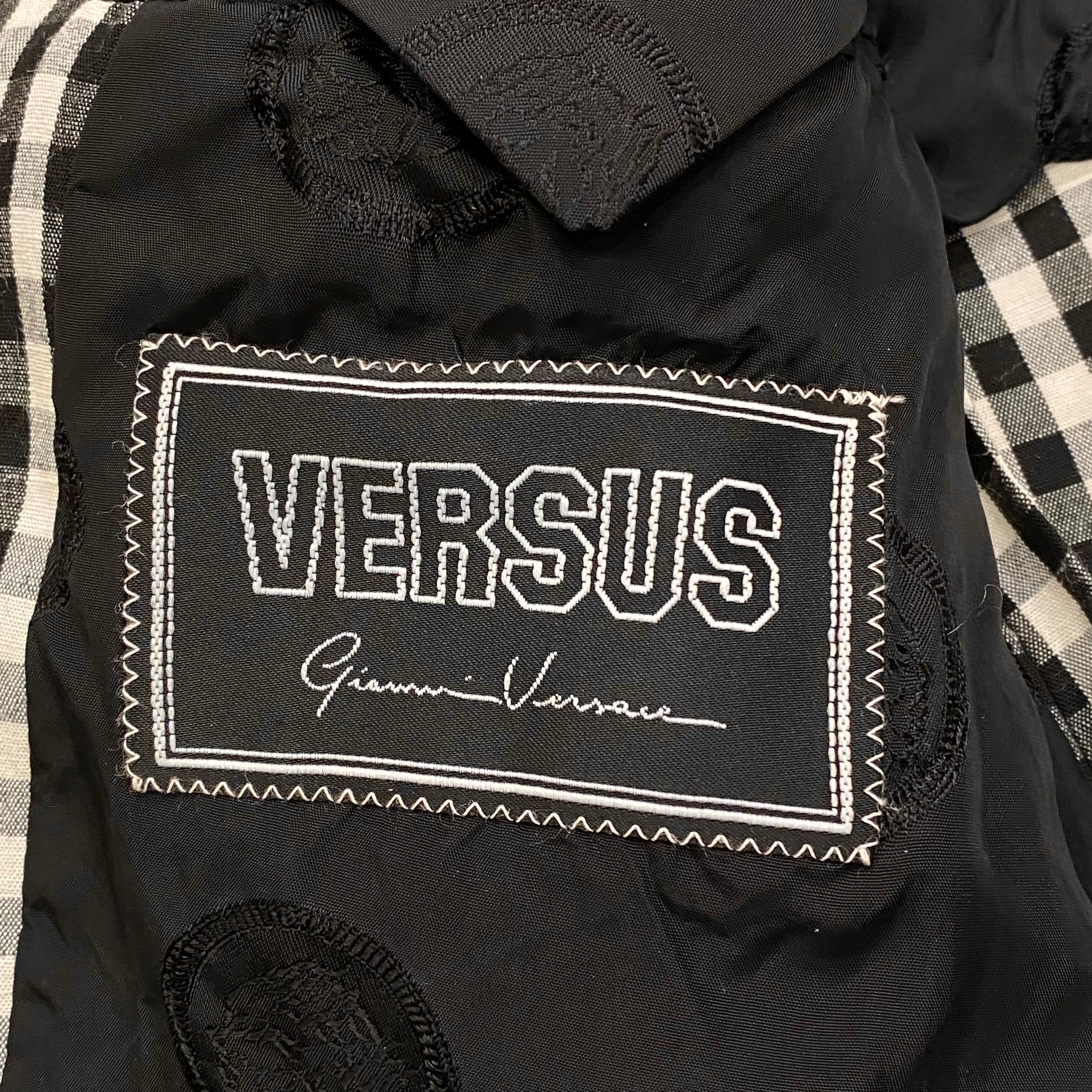 Vintage 90’s Versus Gianni Versace Black & White Plaid Blazer Jacket 50