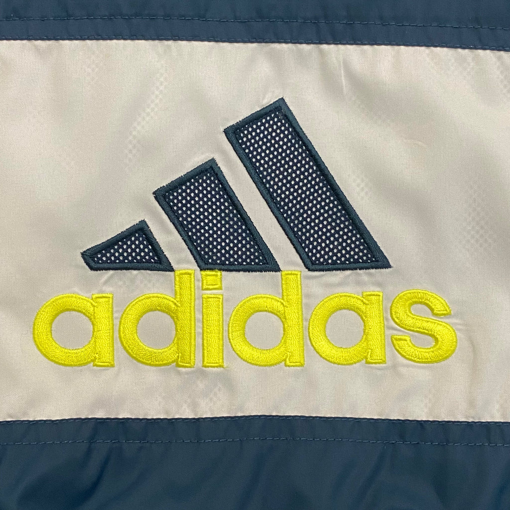 Vintage Adidas Full Zip Blue Neon Yellow White Windbreaker Jacket Men’s XL