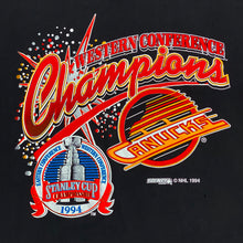 Load image into Gallery viewer, Vintage 1994 Trench Canada NHL Vancouver Canucks Western Conference Champions T-Shirt Large (New With Tags)
