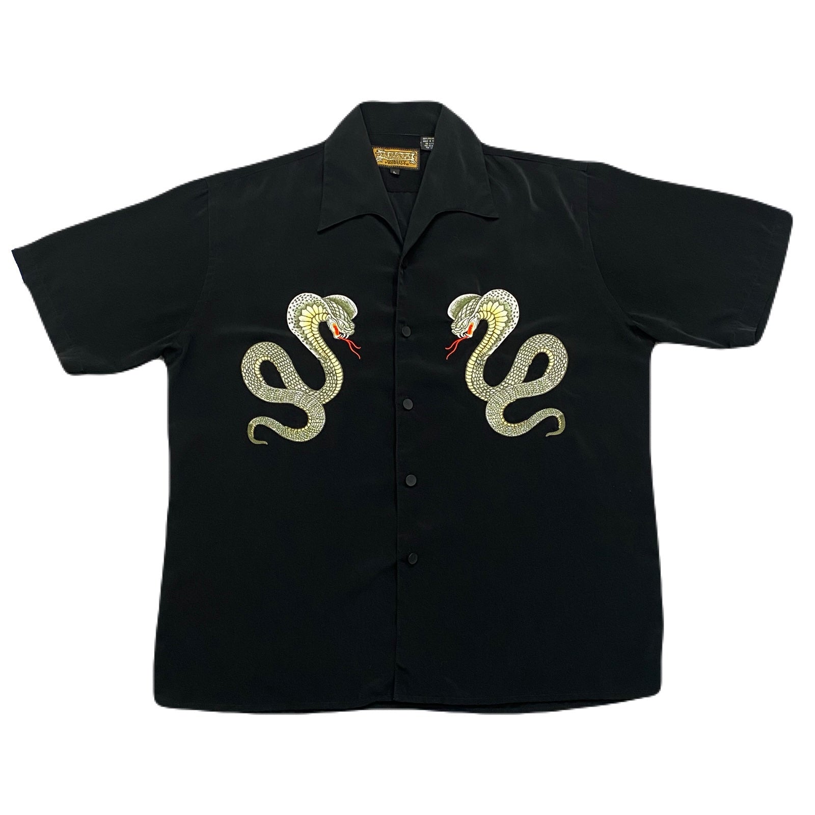 Dragonfly King Cobra Snake Embroidered Button Up Shirt Men’s Large